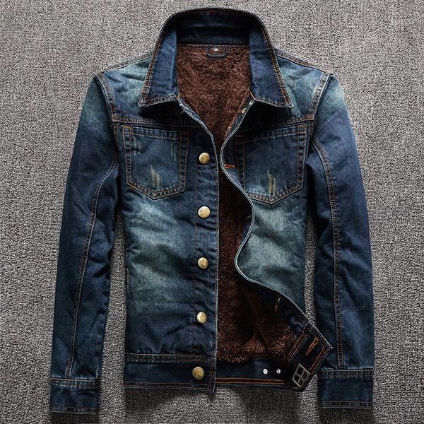 

2018 autumn and winter parka men brand thick wool warm denim jacket coat mens slim casual jeans jackets casaco masculio1, Black;brown
