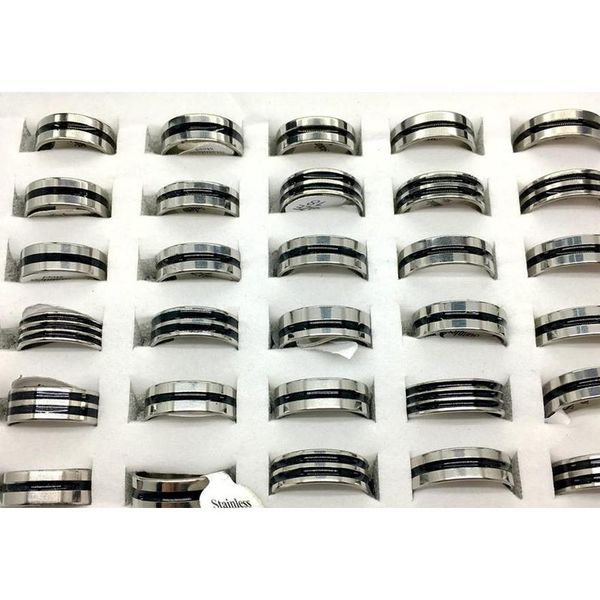 

50pcs black stainless steel fashion mens women jewelry ring wedding party gif wmtjto lihuibusiness, Silver