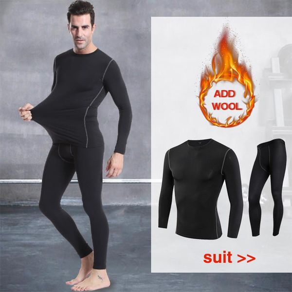 

fanceey winter mens thermal underwear keep warm long johns men fitness flecce compression underwear thermo undershirts leggings, Black;white