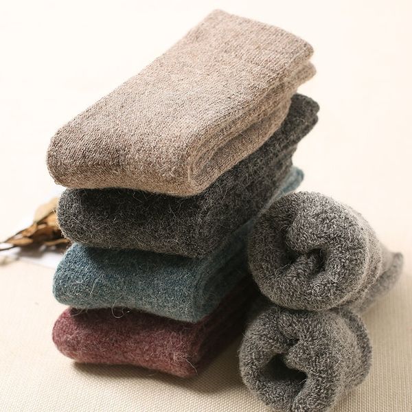 Mulheres inverno quente cor sólida lã super grossa alta qualidade cashmere neve casual meias 2 par 201109