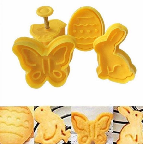 

4pcs/set butterfly,rabbit,chick,easter egg shape animal plastic fondant cookie cutter biscuit cake mold cake decoration