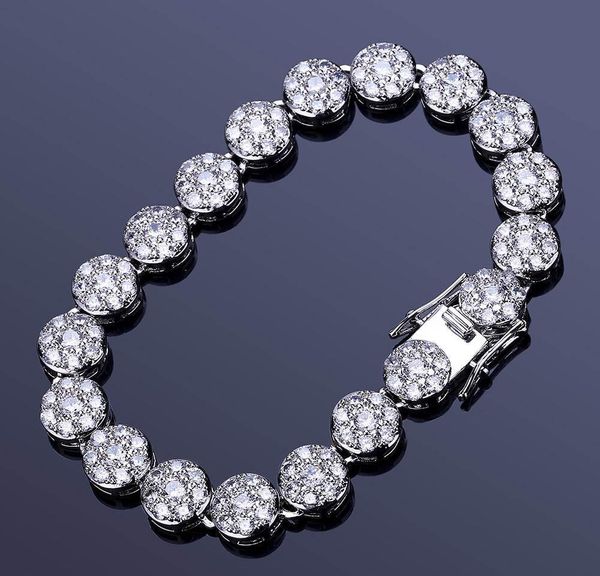 

новая мода золото и белый золотой хип-хоп полный алмазный браслет тенниса замороженные cz cubic zircon запястья сеть ювелирные изделия jllut, Golden;silver