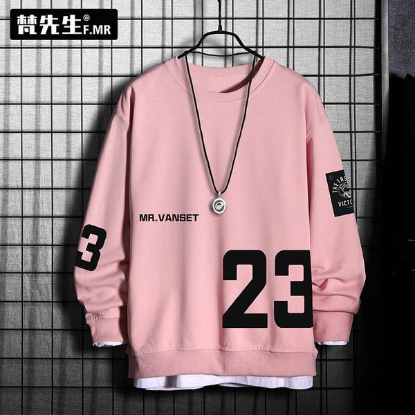 

fall / winter 2020 couple's sweater men's large basketball clothes hip hop fashion brand street loose size 23 long sleeve, Black