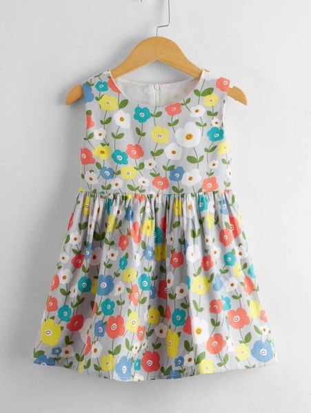 

toddler girls allover floral smock dress she, Red;yellow