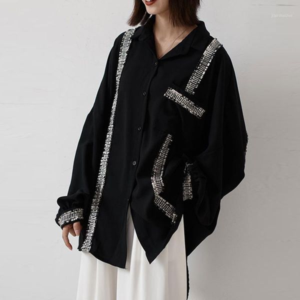 

johnature new fashion chiffon 2021 spring plus size long womens and blouses all match patchwork shirts1, White