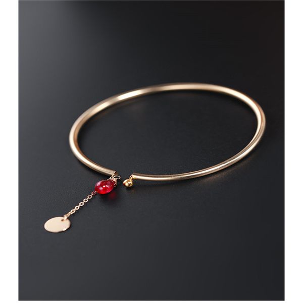 

dmbs235 plain surface water drop ruby bracelet female gemstones genuine 14k gold injection elastic bracelet gift customization 1028, Black