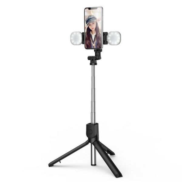 

portable bluetooth selfie stick with soft light ring foldable tripod for iphone xiaomi and huawei to take ps and video live wmtlsv