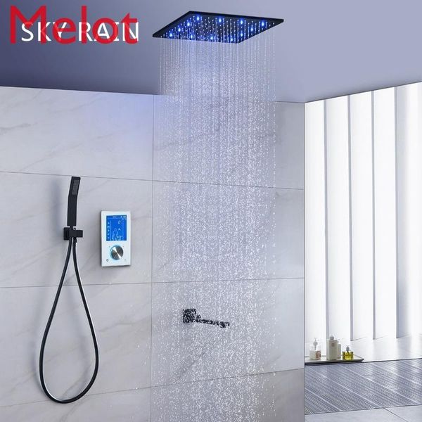

304 sus led smart light shower panel shower heads bathroom rainfall set with hand