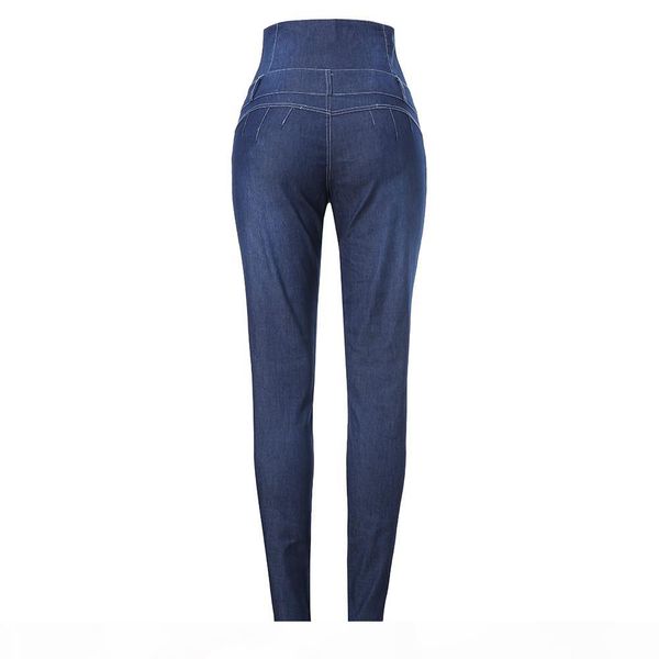 

women slim push up jeans button skinny high waist jeans lady long denim pencil pants stretch casual femme trousers jeans new, Blue