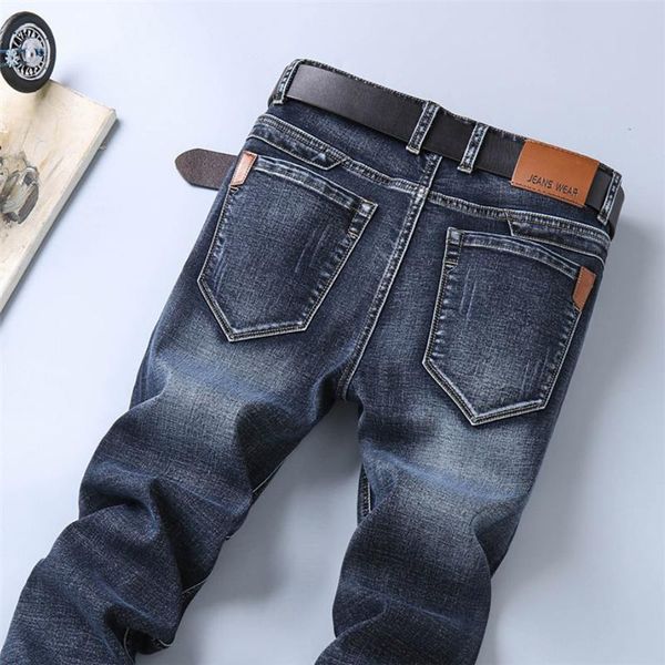 

men's jeans men stretch trousers 2021 business style fashion big size male washed denim straight long pants pour hommes, Blue