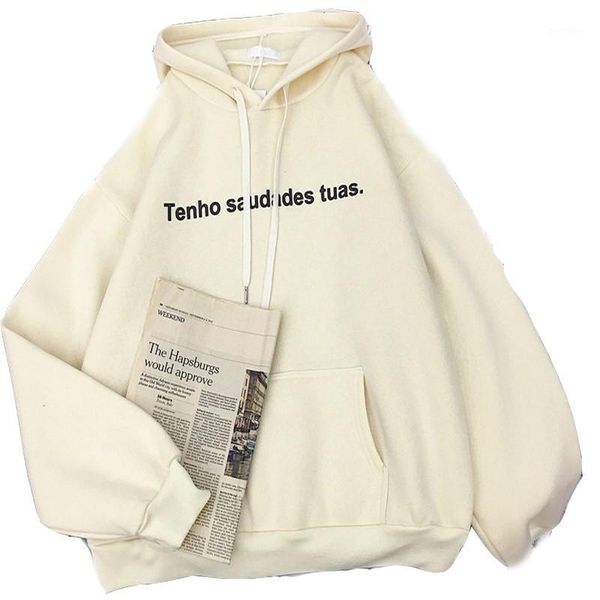 

women's hoodies & sweatshirts zuolunouba 2021 autumn and winter casual women hoodie plus velvet thick loose letter cotton liner harajuk, Black