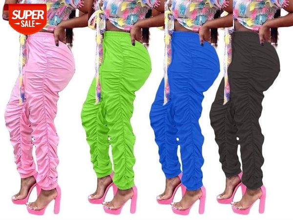 

women elastic stacked pants leggings high waist bell bottom pencil sports ruched street trousers draped joggers pants sweatpants #0o5n, Black;white
