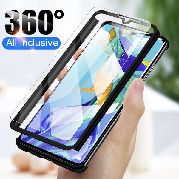

360 full cover phone for huawei p40 p30 p20 p10 mate 20 10 lite pro with tempered glass case capa hard shell