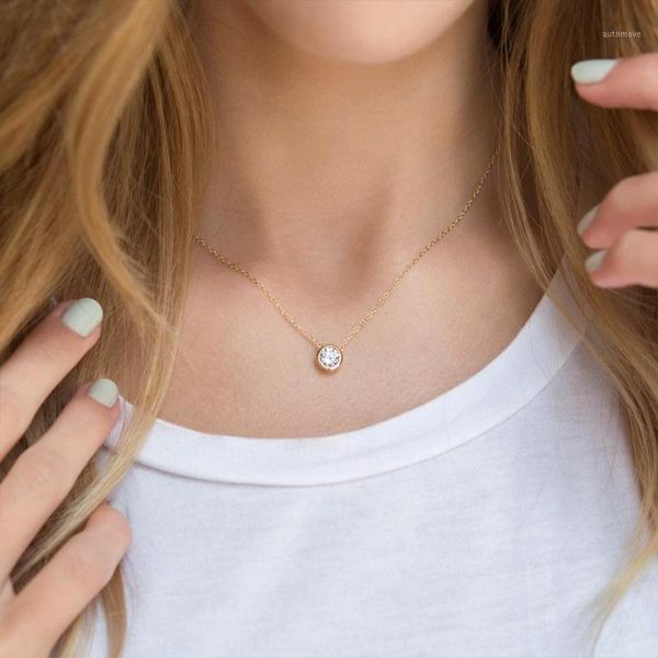 

jujie fashion crystal pendant necklace for women necklaces bijoux friend valentine's day gifts stainless steel jewelry1, Silver