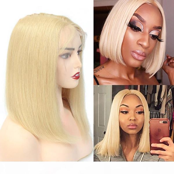 

brazilian straight remy virgin hair wigs 613 full lace human hair wigs bob and blonde lace front wigs for black women wholesale hair, Black;brown
