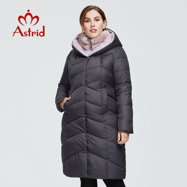

astrid new winter women's coat women long warm parka fashion jacket with rabbit fur hooded large sizes female clothing 6710 201014, Black