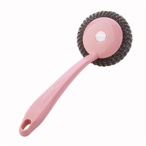 

plain long handle steel ball wash pot brush household kitchen stainless steel cleaning ball sink stove cleaning brush h qylorv