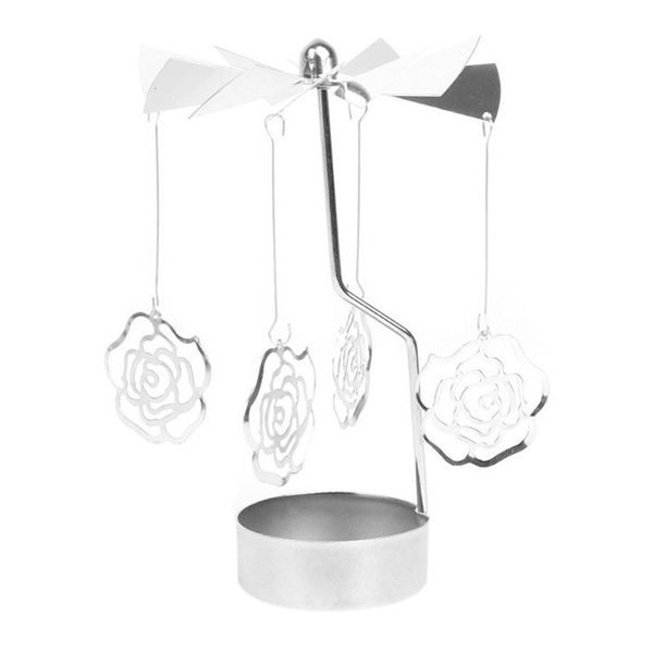 

stylish beautiful spinning rotary metal carousel tea candle holder stand light xmas gift delicate and festive