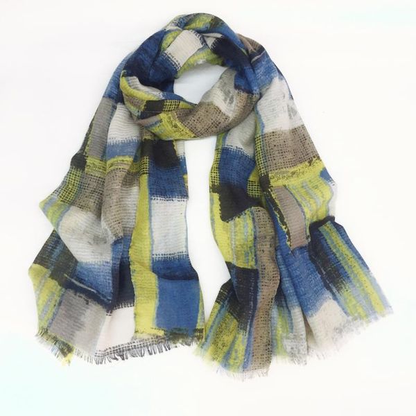

scarves 2021 ombre plaid fringe scarf shawls long grid wrap hijab 5 color, Blue;gray
