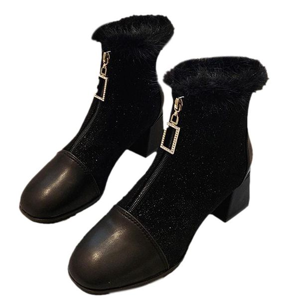 

winter new snow boots plus velvet warm short boots student fashion martin, Black