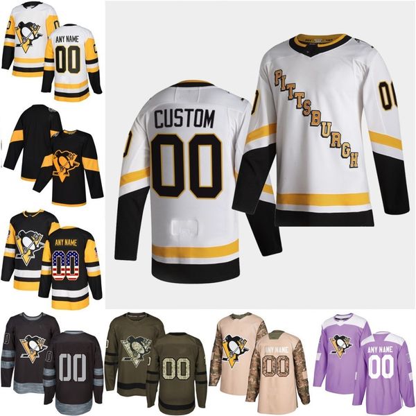 

custom pittsburgh penguins jerseys any number name men women youth kid black white blue yellow crosby malkin kessel letang 02, Black;red