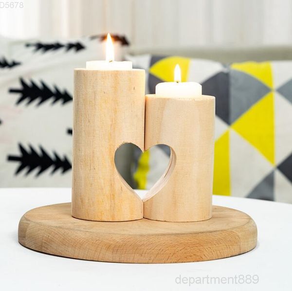 

wooden tea light candle holder heart hollowed-out candlestick romantic table for home birthday party wedding decoration owa1665