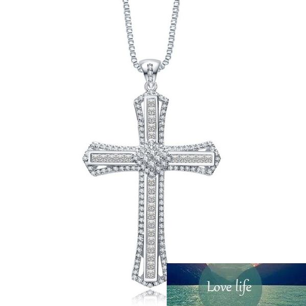 

religious style crystal cross pendant necklace for women men party wedding jewelry, Silver