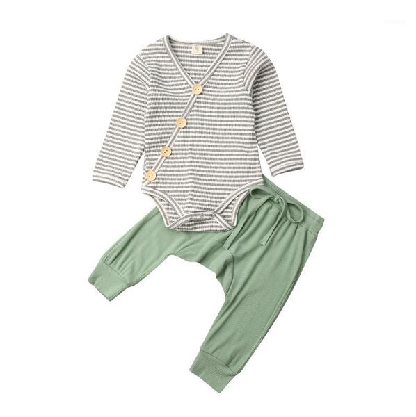 

clothing sets born baby boys long sleeve striped casual jumpsuit pants ribbed outfits clothes1, White