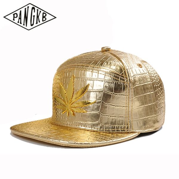 

pangkb brand enjoy cap gold leather metal snapback hat headwear for men women outdoor casual sun baseball cap c0123, Blue;gray