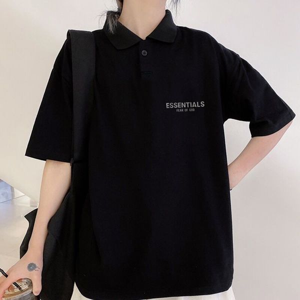 

fear of god fog essentials double line reflective tide brand loose high street polo shirt short sleeve t-shirt