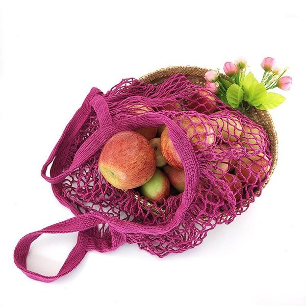 

new 1pc colorful 2020 foldable fruit storage handbag cotton tote mesh woven net shoulder bag net shopping bag1
