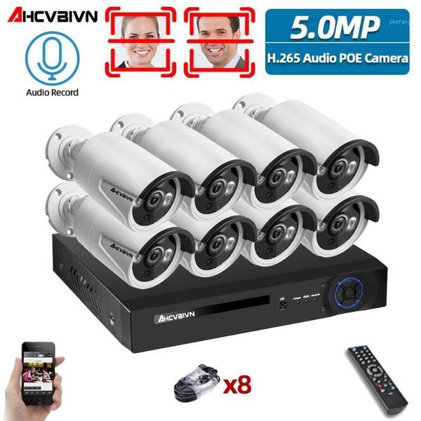 

ahcvbivn h.265 8ch 5.0mp audio poe ip camera system outdoor ir-cut cctv video surveillance recorder kit face-recording1