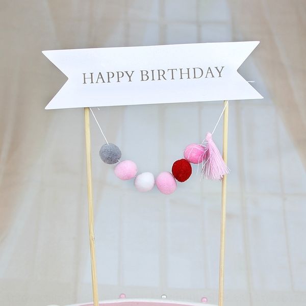

2zqov vs9ut cake tassel baking cake ball happy party ball decoration decoration card fur dessert table plug-in baking