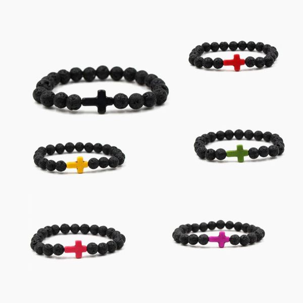

матовый pulseiras камень мужчины оникс натуральный черный крест браслет из бисера работы марка женщины браслеты шарма рук вулкан унисекс йог, Black