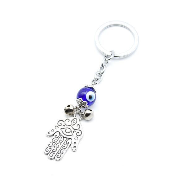 

turkish blue keychain charter car pendant key chain greek devil's eye fatima, Silver