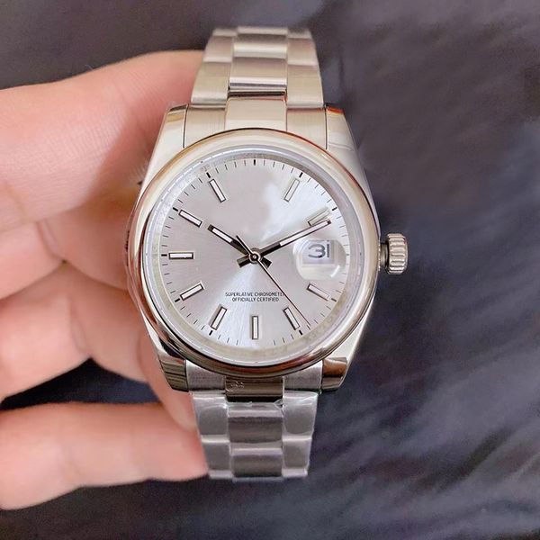 

new style u1 automatic 1646 movement white 36mm dial men watch 316 stainless band, Slivery;brown