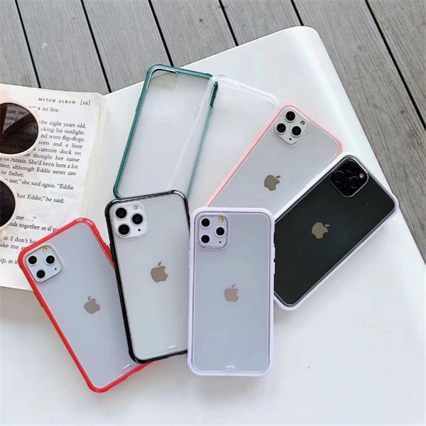 

transparent soft tpu hard clear pc phone back case shockproof cover for iphone 12 min pro max 11 pro max x xr xs max 8 7 6s 6 plus dhl