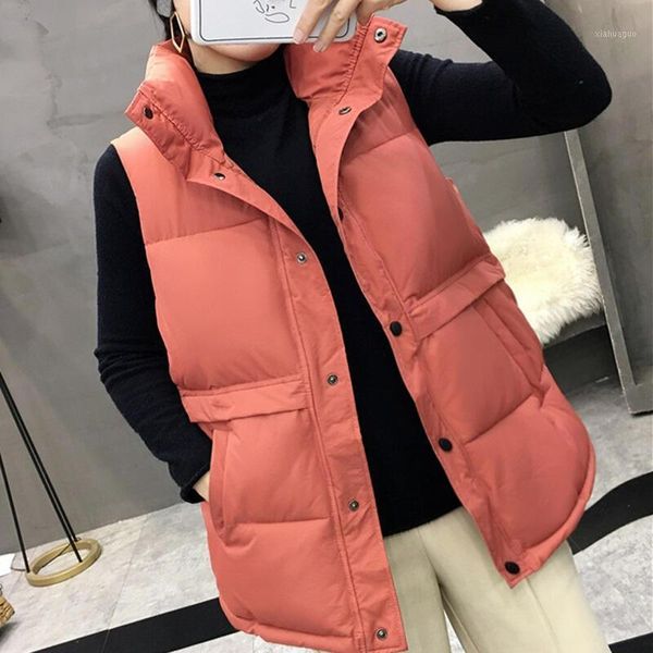 

vest women winter coat casual sleeveless jacket warm waistcoat vest female loose oversize thicken winter women coat q18981, Black;white