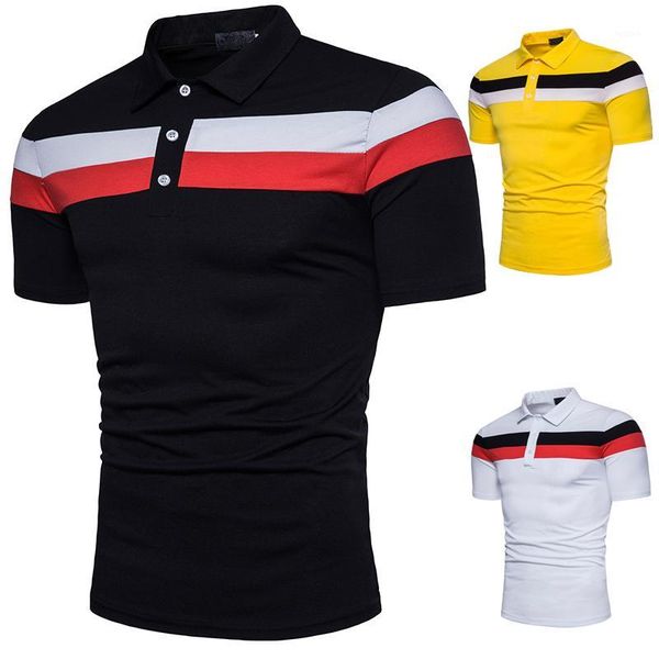 

men short sleeve chest three stripe color matching fashion collocation cross-border lapels, men's short sleeve shirt1, White;black