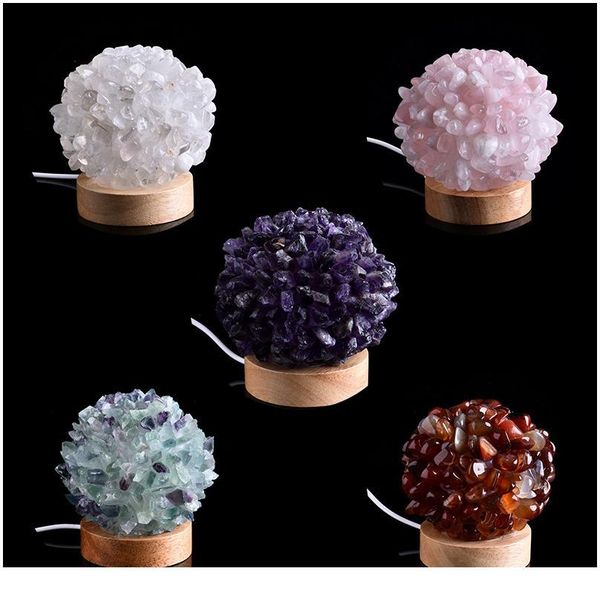 

1pc natural crystal mineral jewelry lamp, beautiful family home study decoration romc couple holiday jllwrf, Black