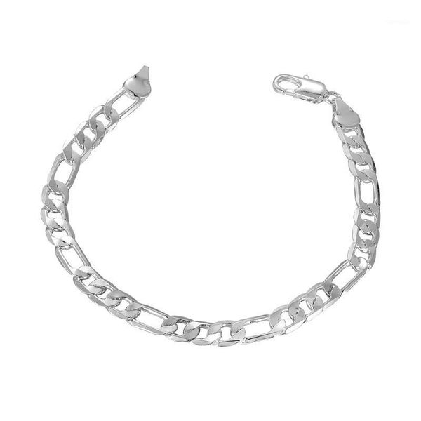 Braccialetti con ciondoli Commercio estero Geometrico Gioielli in argento Bracciale Figaro 6mm Uomo Donna Fibbia 925