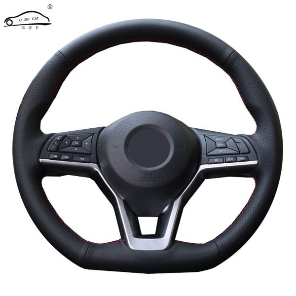 

genuine leather car steering wheel cover for x-trail 2020-2020 qashqai 2020 rogue/custom steering-wheel handlebar braid