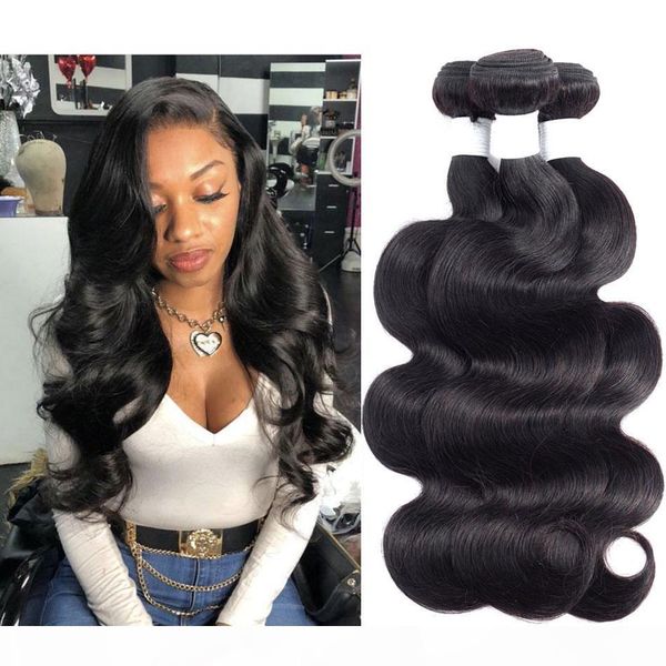

8a peruvian virgin hair body wave human hair 3 or 4 bundles 100% brazilian malaysian indian body wave bundles natural color wholesale, Black