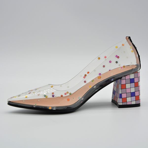 

bombs 2021 female plus size 22-26.5cm length of women party will summer fashion bling pvc transparent woman shoes vbc2, Black