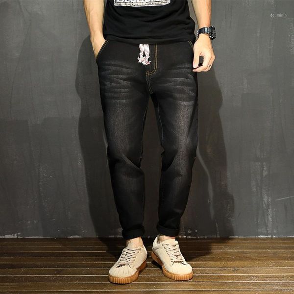 

plus big size 7xl jeans men loose large size japanese feet harem pants 2020 autumn new trend men's stretch denim jeans 46 481, Blue