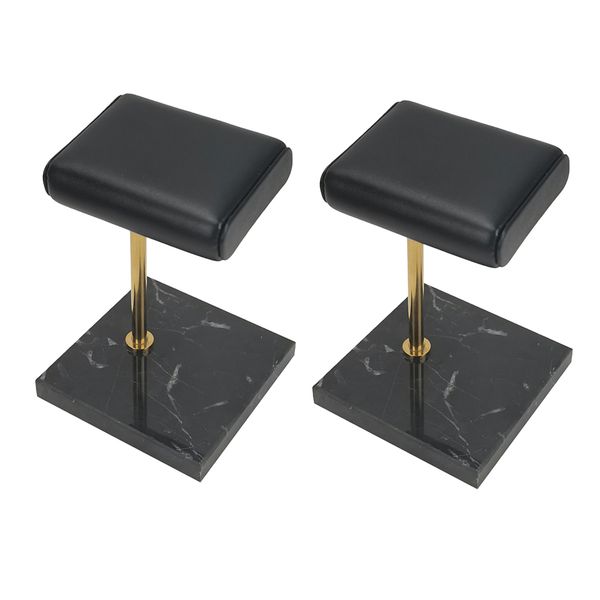 

2x marble & pu watch holder stand for display style 1, Black;white