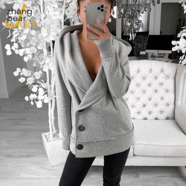 

women's jackets women solid color hoodie jacket female clothes hoody coats button casual long sleeve coat streetwear, Black;brown