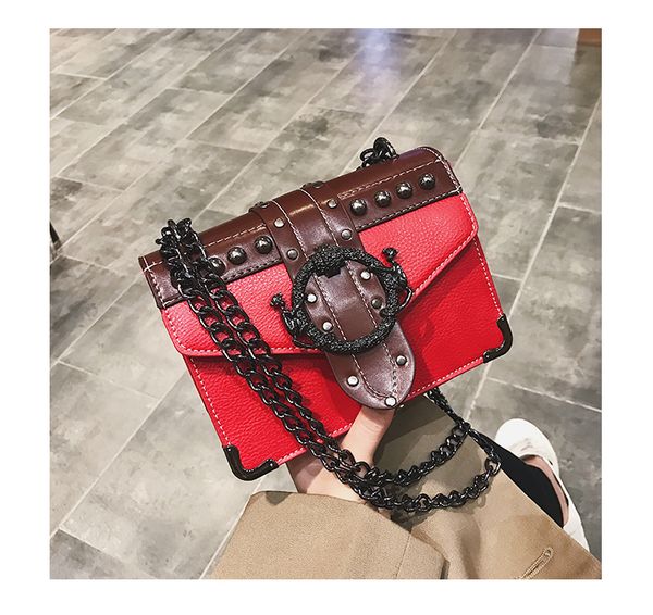 

hbp new european fashion female square bag 2021 new pu women's designer handbag rivet lock chain shoulder messenger bags