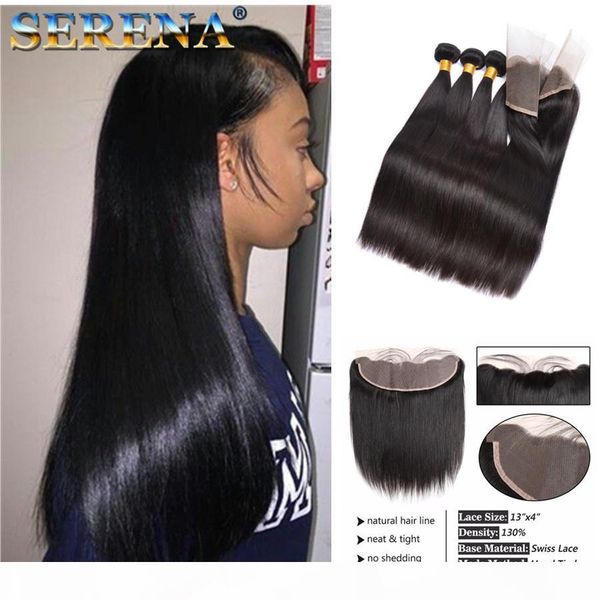 

13x4 peruvian full lace frontals with 4 bundles,silk straight human hair with frontal,7a peruvian virgin hair with lace frontal closure, Black;brown