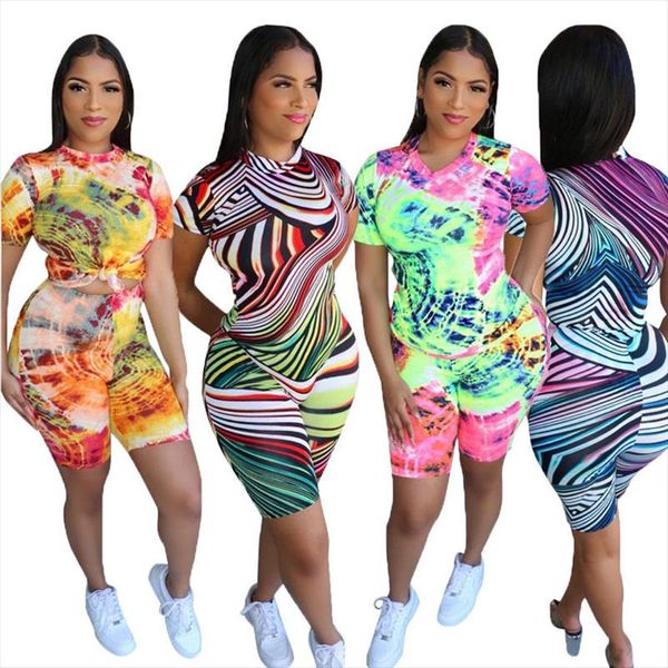 

fashion women 2 pcs set print short sleeve shorts outfits sport workout tracksuit summer slim beach party club clothing, Gray